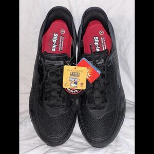 NEW Mens SKECHERS SLIP-INS RF WORK: MAX CUSHIONING ELITE Black MESH Shoes Sz 13W